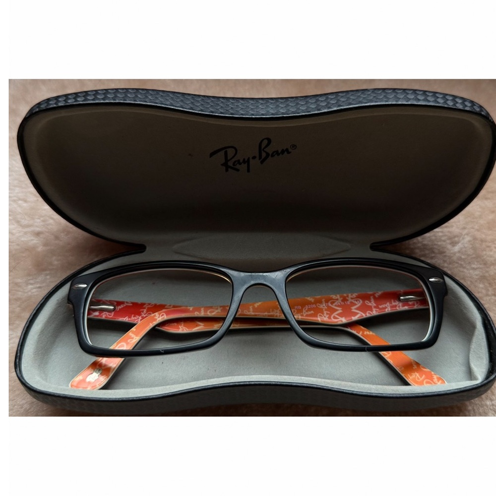 Ray-Ban Black Square Framed with Orange Accents Glasses Frames